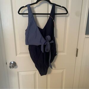 Quince Navy and Lavendar Women's Swimsuit